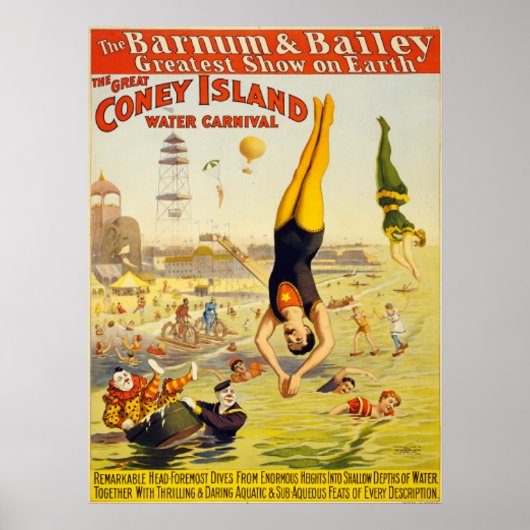 Barnum & Bailey Coney Island Water Carnival Poster (Voorkant)