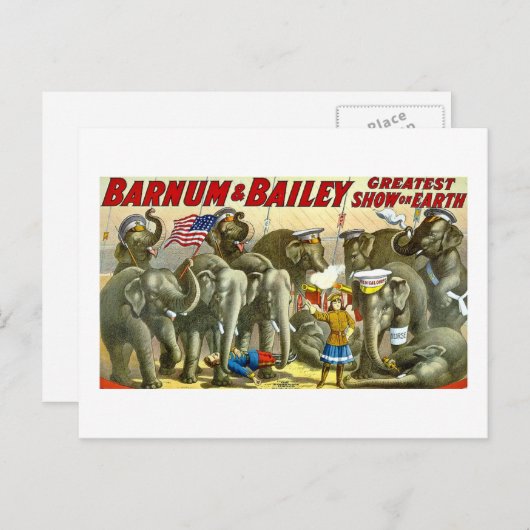 Barnum & Bailey - Elephants - Vintage Ad Briefkaart (Voorkant / Achterkant)