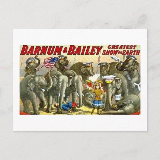 Barnum & Bailey - Elephants - Vintage Ad Briefkaart (Voorkant)
