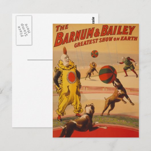 Barnum & Bailey - Marvelous Football Dogs Briefkaart (Voorkant / Achterkant)