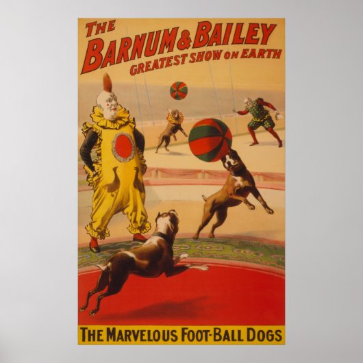 Barnum & Bailey - Marvelous Football Dogs Poster (Voorkant)