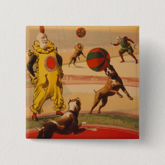Barnum & Bailey - Marvelous Football Dogs Vierkante Button 5,1 Cm (Voorkant)