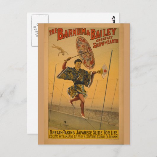 Barnum & Bailey Slide for Life Circus Poster Briefkaart (Voorkant / Achterkant)