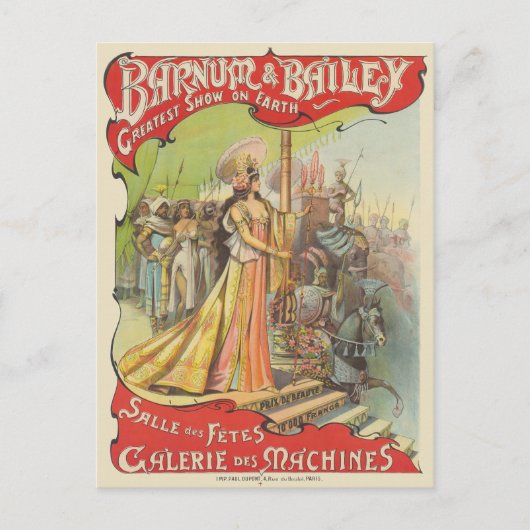 Barnum & Bailey Vintage Poster 1901 Briefkaart (Voorkant)