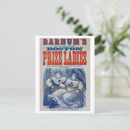 Barnum Circus Fat Dames Side Show Freaks Briefkaart (Staand voorkant)