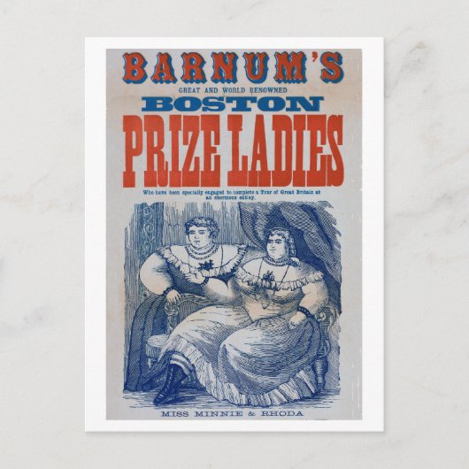 Barnum Circus Fat Dames Side Show Freaks Briefkaart (Voorkant)
