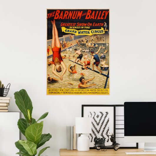 Barnum en Bailey Grand Water Circus 1895 Poster (Thuiskantoor)