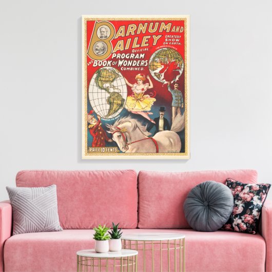Barnum en Bailey Programma Hoesje Canvas Afdruk (Insitu (Woonkamer))
