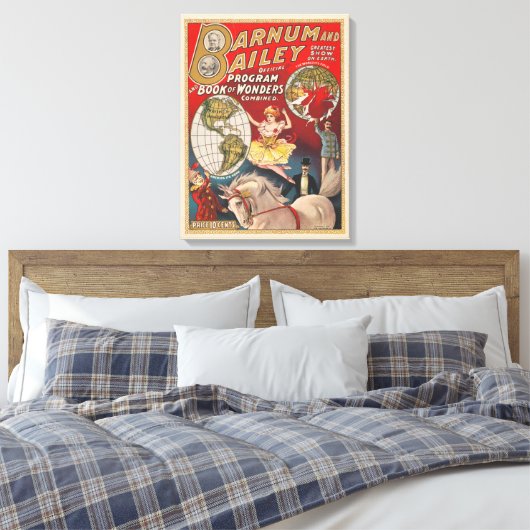 Barnum en Bailey Programma Hoesje Canvas Afdruk (Insitu (Slaapkamer))
