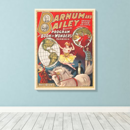 Barnum en Bailey Programma Hoesje Canvas Afdruk (Insitu (Houten vloer))