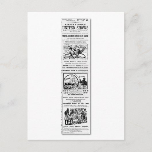 Barnum & London United Shows Ad Briefkaart (Voorkant)