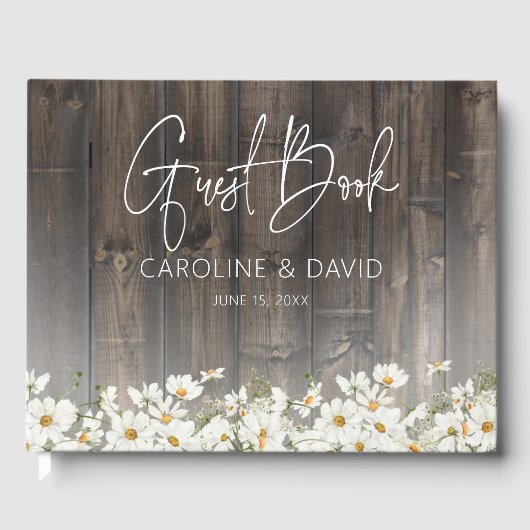 Barnwood and Daisies Rustic Wedding Gastenboek (Voorkant)