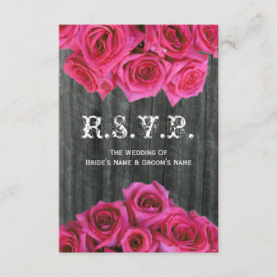 Barnwood and Hot Pink Rozen Weddenschap Small RSVP