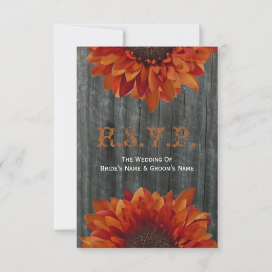 Barnwood and Sunflower Fall Wedding Small RSVP (Voorkant)