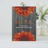 Barnwood and Sunflower Fall Wedding Small RSVP (Staand voorkant)