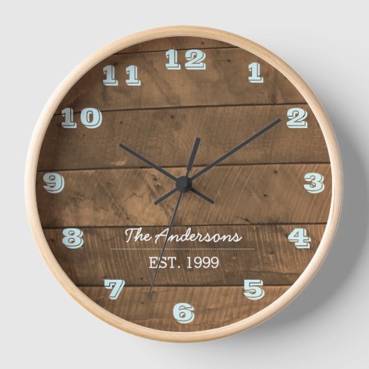 Barnwood Aqua Personalized Clock (Voorkant)