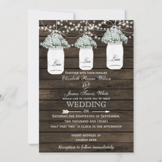 Barnwood baby's ademmoerasbruiloft nodigt uit kaart (Voorkant)