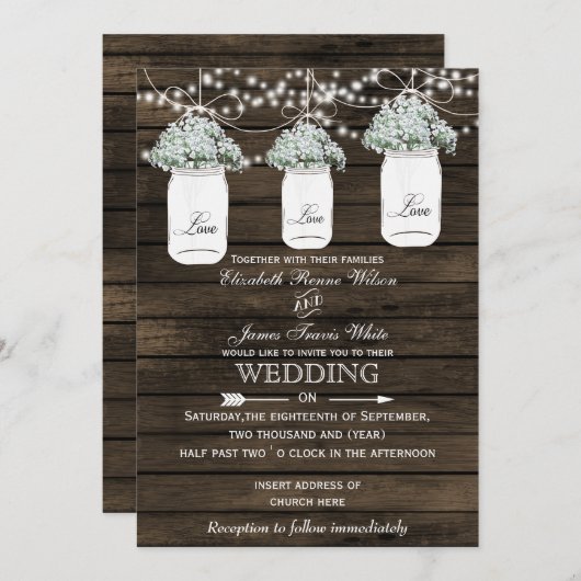 Barnwood baby's ademmoerasbruiloft nodigt uit kaart (Voorkant / Achterkant)