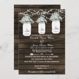 Barnwood baby's ademmoerasbruiloft nodigt uit kaart