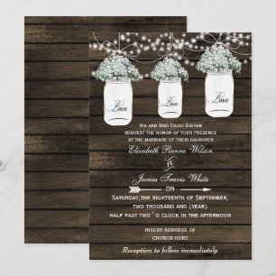 Barnwood baby's ademmoerasbruiloft nodigt uit kaart