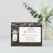 Barnwood baby's ademmoerasjars bruiloft RSVP (Staand voorkant)