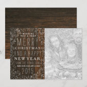 Barnwood + Baby's Breath Foto Kerstmis Feestdagenkaart (Voorkant / Achterkant)
