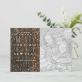 Barnwood + Baby's Breath Foto Kerstmis Feestdagenkaart (Staand voorkant)