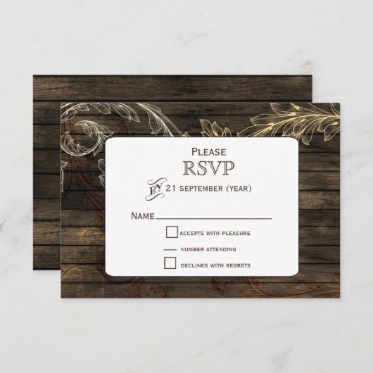 Barnwood bloeien rustieke bruiloft RSVP (Voorkant / Achterkant)
