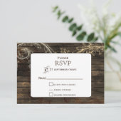 Barnwood bloeien rustieke bruiloft RSVP (Staand voorkant)