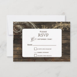 Barnwood bloeien rustieke bruiloft RSVP Kaartje