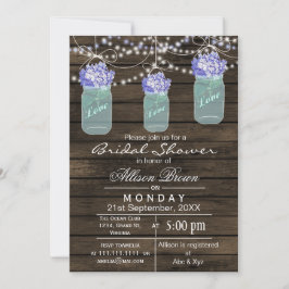 Barnwood blue mason jar rustige vrijgezellenfeest kaart