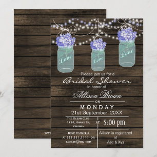 Barnwood blue mason jar rustige vrijgezellenfeest kaart