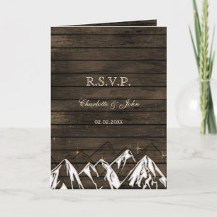 Barnwood Camping Rustic Mountains Wedding rsvp