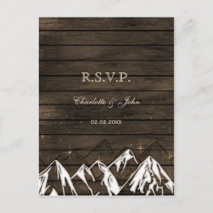 Barnwood Camping Rustic Mountains Wedding rsvp Uitnodiging Briefkaart