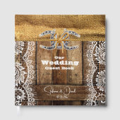Barnwood Country Lace Hoefijzers bruiloft Gastenboek (Voorkant)