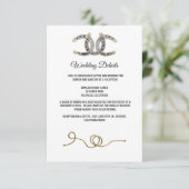 Barnwood, Country Lace & Hoefijzers Wedding Informatiekaartje (Staand voorkant)
