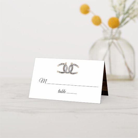 Barnwood, Country Lace & Hoefijzers Wedding Plaatskaartje (Voorkant)