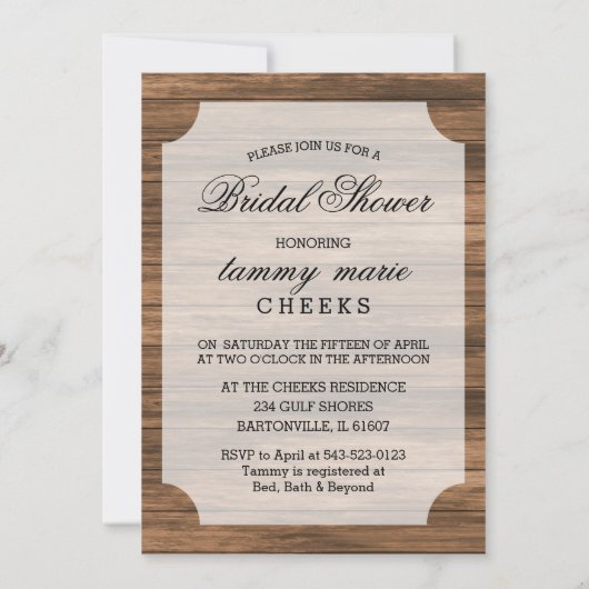 Barnwood Country Vrijgezellenfeest Kaart (Achterkant)