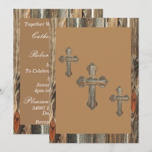 Barnwood Crosses met doppen en conchos Kaart (Voorkant / Achterkant)