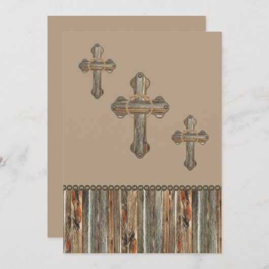 Barnwood Crosses met doppen en conchos Kaart (Voorkant / Achterkant)
