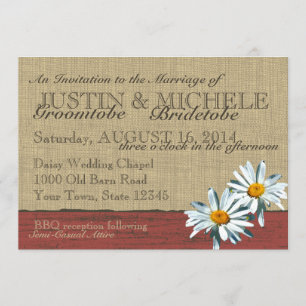 Barnwood Daisies BBQ Wedding Kaart