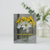 Barnwood, Daisies, Black Eyed Susans Bewaar de dat Aankondigingskaart (Staand voorkant)