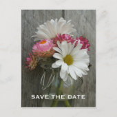 Barnwood, Daisies & Strawflowers Bewaar de datum Aankondigingskaart (Voorkant)