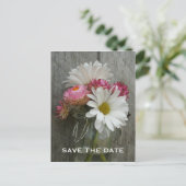 Barnwood, Daisies & Strawflowers Bewaar de datum Aankondigingskaart (Staand voorkant)