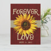 Barnwood en Burlap Zonnebloem Bruiloft Kaart (Staand voorkant)