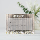 Barnwood en Daisies Bruiloft RSVP Kaartje (Staand voorkant)
