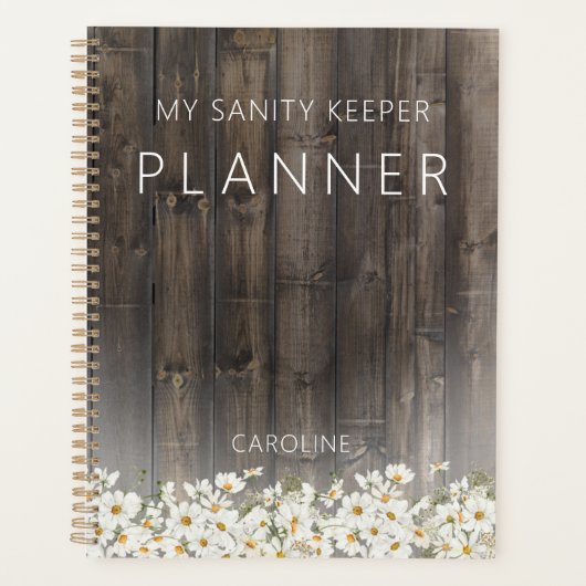 Barnwood en Daisies Rustic Planner (Voorkant)