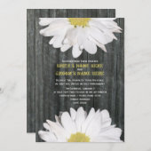 Barnwood en Daisy Wedding Invitation Kaart (Voorkant / Achterkant)