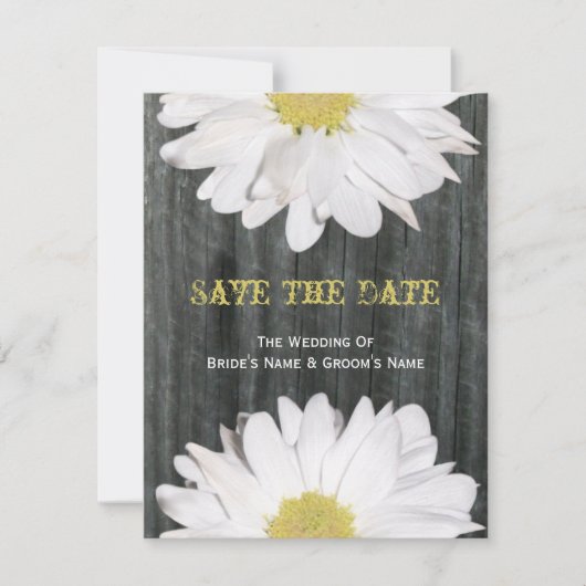 Barnwood en Daisy Wedding Save The Date (Voorkant)