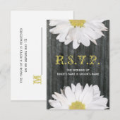 Barnwood en Daisy Wedding Small RSVP Kaartje (Voorkant / Achterkant)